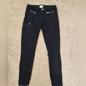 Karen Millen Black Zipper Moto Skinny Jeans